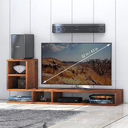 Klaxon Engineered Wood, Matt Finish L Shape TV Unit/Display Storage Cabinet Rack with Decor Shelf (Walnut, Set of 1)
