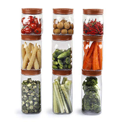 Cello Set of 9 Fridge Door Canisters Brown (3 pieces-500ml, 3 pieces-750ml & 3 pieces-1000ml), Exclusive Colour