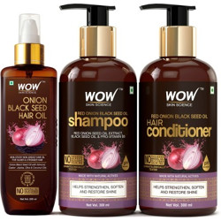 WOW SKIN SCIENCE Red Onion Black Seed Oil Ultimate Hair Care Kit (Shampoo + Hair Conditioner + Hair Oil)(3 Items in the set)