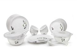 Signoraware Drop Scapes Plastic Dinner Set, 31-Pieces, White