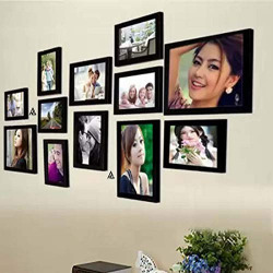 AG Crafts Wood Wall Photo Frame (Black, 12 Photos)
