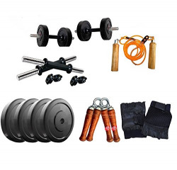 Aurion 22 kg Home Gym Set with 14 Inch Dumbbell rods + Accessories