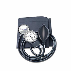 Dr.odin Aneroid Sphygmomanometer With Single Head Stethoscope, Latex Bladder, Bulb & Adult Size Cuff With D-ring (Black)