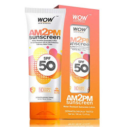 WOW AM2PM SPF50 Water Resistant No Parabens & Mineral Oil Sunscreen Lotion, 100ml