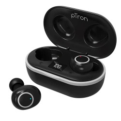 PTron Bassbuds Jets True Wireless Bluetooth 5.0 in Ear Earbuds, 20Hrs Total Playback with Case, Deep Bass, Touch Control, IPX4 Water Resistant, Voice Assistant, with Mic & Digital Display (Black)