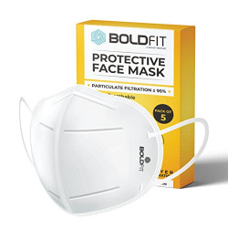 Boldfit N95 Face Mask For Men & Women N95 Mask With 5 Layer N95 Masks For Adults & Kids N 95 Mask Face Mask Men Anti Pollution Mask For Men Facemask Anti Pollution Mask N95 Face Masks - Pack of 5