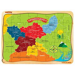Webby Kid Jharkhand Map Wooden Jigsaw Puzzle, 40Pcs