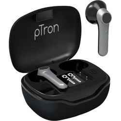 PTron Basspods 281 In-Ear True Wireless Bluetooth 5.1 Headphones with Deep Bass, Touch Control, IPX4 Sweat/Water-Resistant, Stereo Calling & Passive Noise Canceling Earbuds (Black/Grey) Bluetooth Headset(Black, Grey, True Wireless)