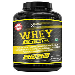 Bhumija Lifesciences Whey Protein Supplement Powder (Rich Chocolate) 100% Raw 2 Kg 4.4 lbs (62.5 Servings)