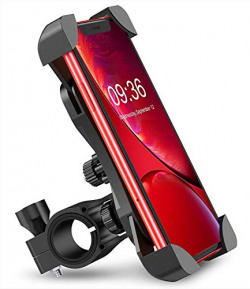 SUNMI Bike Phone Mount Anti Shake and Stable Aluminium Silicone Cradle Clamp with 360 Rotation Bicycle Phone Mount/Bike Accessories/Bike Phone Holder -Black