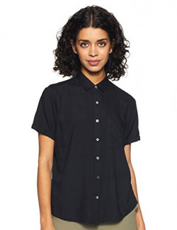 Lee Women's Plain Slim fit Shirt (L39045CB0Z17_Black Large)