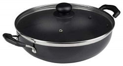 Cresta Aluminium Flat Base Kadai ( 28cm, Gas stove compatible )