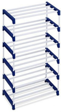 MEZIRE 6 Shelves Steel Cotted Shoe Rack Metal Shoe Stand(White, 6 Shelves) Metal, Plastic Shoe Stand(6 Shelves)