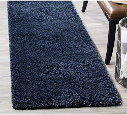 Naze Modern Silky Smooth Geometric Traditional Contemporary Shaggy Rug Carpet for Bedroom, Hall. (Blue and Ivory (pattern3), 2x6 feet)