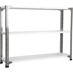 Spacious Slotted Angle CRC Sheet 3 Shelves Multipurpose High Grade Powder Coating Storage Rack Dimension 15"X36"X59" (DA Grey/Ivory) Luggage Rack Luggage Rack