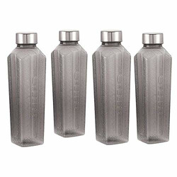 Steelo Squarish Pet Water Bottle, 1 Litre, Set of 4, Grey