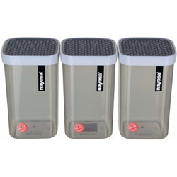 NAYASA Superplast Plastic Fusion Container Set of 3, Grey  - 1000 ml Plastic Grocery Container(Pack of 3, Grey)