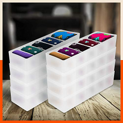 Stomo by Bathla - DORI Multipurpose Stackable Drawer / Wardrobe Organiser Rack | For Socks, Ties, Undergarments, Jewellery & More | Frost - Set of 8