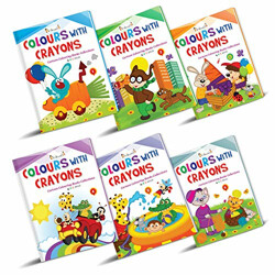 Cartoon Colouring Book Set of 6 : Pack of 6 Creative Crayon Copy Coloring Books for Children