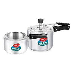 Pigeon by Stovekraft 2+3 Litre Combo Special Aluminium Inner Lid Non-Induction base Pressure Cooker (Silver) BIS Certified,Common lid for 2+3L