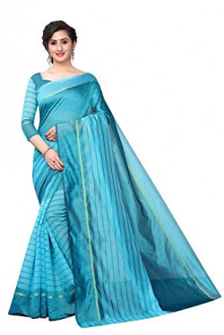 Arkee Designer Women's Cotton silk saree with blouse peace (Rustam Sky)