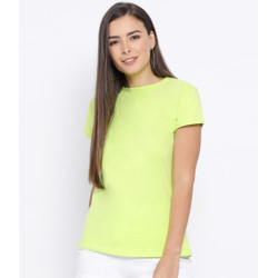 Sheyn Solid Women Round Neck Light Green T-Shirt
