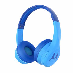 Motorola Squads 300 Wireless Kids Headphones with 24 Hours Play Time, Audio Splitter for Sharing and Anti-Allergic Cushion â€“ Blue