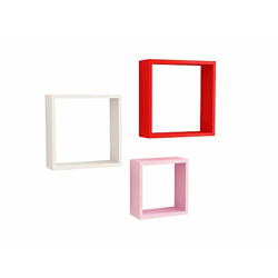 Home Sparkle Wooden Wall Shelf | Cube Design Wall Mounted Shelves for Living Room - Set of 3 (Multicolour)