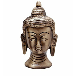 eCraftIndia Meditating Metal Buddha Head with Curly Hair (5.1 cm x 5.1 cm x 8.9 cm, Brown)
