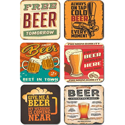 PAPER PLANE DESIGN Handmade Wooden Coaster Set for Home Kitchen, Office Desk (4 x 4 Inch, Multicolour) - Pack of 6