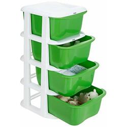 Amazon Brand - Solimo Plastic Multipurpose Modular Drawer, 4 Racks, Green