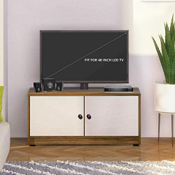 Klaxon Fostos Engineered Wood TV Unit/Display Storage Cabinet Rack with Decor Shelf (Rustic & White)