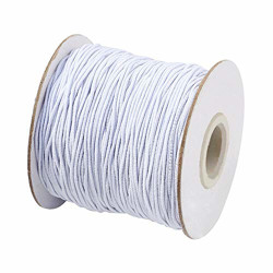 Saras Udyog Knotty Cord | White Elastic Cord Strap 2mm (5 Meter), Round Stretchy Ear Loop Strap for Comfortable Ear Tie, Elastic Rope for Crafts DIY Sewing Mask Making