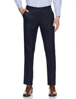 Knighthood Men's Tapered Fit Formal Trousers (1001559420_Navy_34)