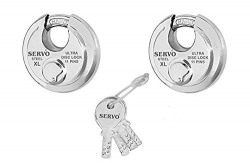 Smart Shophar Steel 90mm Disc Shutter Lock with Common Key (Silver, Pack of 2)
