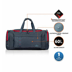 Pazzo Storm Grey Polyester 60 Litres/66-Inches Travel Duffel Bag with Large Front