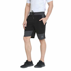 CHKOKKO Men Casual Cotton Bermuda Shorts with Pocket Grey Size M