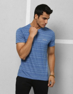 METRONAUT Athleisure Striped Men Round Neck Blue T-Shirt