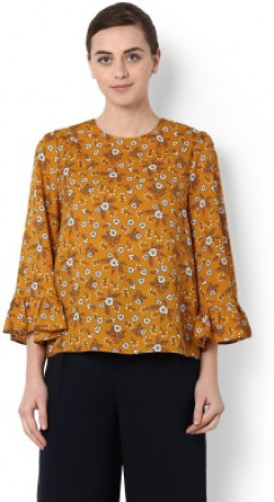 VAN HEUSEN Casual 3/4 Sleeve Printed Women Yellow Top