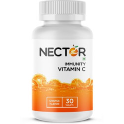 Nector Vitamin C Orange Chewable Tablets, Immunity Antioxidant & Skincare, 1 daily(30 Tablets)