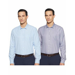 Excalibur by Unlimited Men's Solid Regular Fit Formal Shirt (Pack of 2) (275858111 ASSORTED 40)