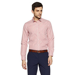 Excalibur by Unlimited Men's Solid Regular Fit Formal Shirt (276430183 RED 40 FS)