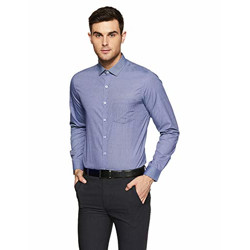 Excalibur by Unlimited Men's Plain Regular Fit Formal Shirt (276986325_NAVY_40_LS)