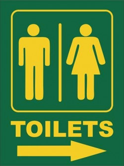 999Store Male/Female Toiltes in Right Hotel and Hospital Sign Board Sticker (15x20 cms)