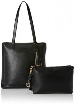 Flavia Women's Handbag with Pouch (Black) (Set of 2)