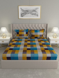 Raymond Home 104 TC Cotton Double Geometric Bedsheet(Pack of 1, Yellow)