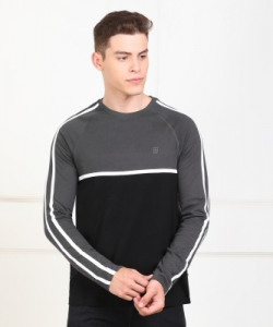 Billion Color Block Men Round Neck Black, Grey T-Shirt