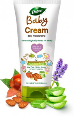 Dabur Baby Cream Contains Aloevera & Almonds| pH balanced with No Parabens & Phthalates(200 g)