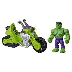 Super Hero Adventures Heroes Marvel Super Hero Adventures Hulk Smash Tank, Motorcycle Set, Toys for Kids Ages 3 and Up
