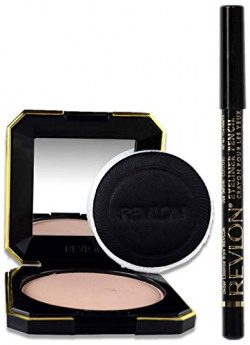 Revlon Touch And Glow Moisturising Powder, Ivory Matte (12g) with free Revlon Kohl Kajal Eye Liner Pencil With Sharpener, Black, 1.14g